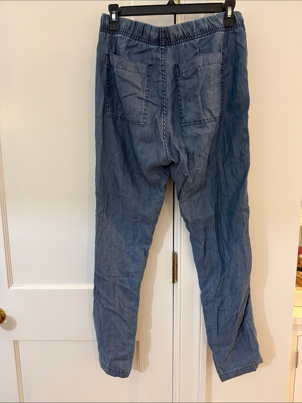 Light Blue Drawstring Denim-Style Joggers - Picture 4 of 6